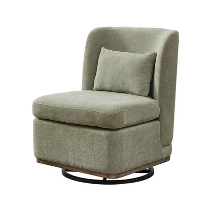 Modern Cushioned Armless Metal Base 360 Degree Swivel Chair With Pillow, Suitable For Living Room, Family Room, Bedroom, Lounge Area, Office Pale - Green