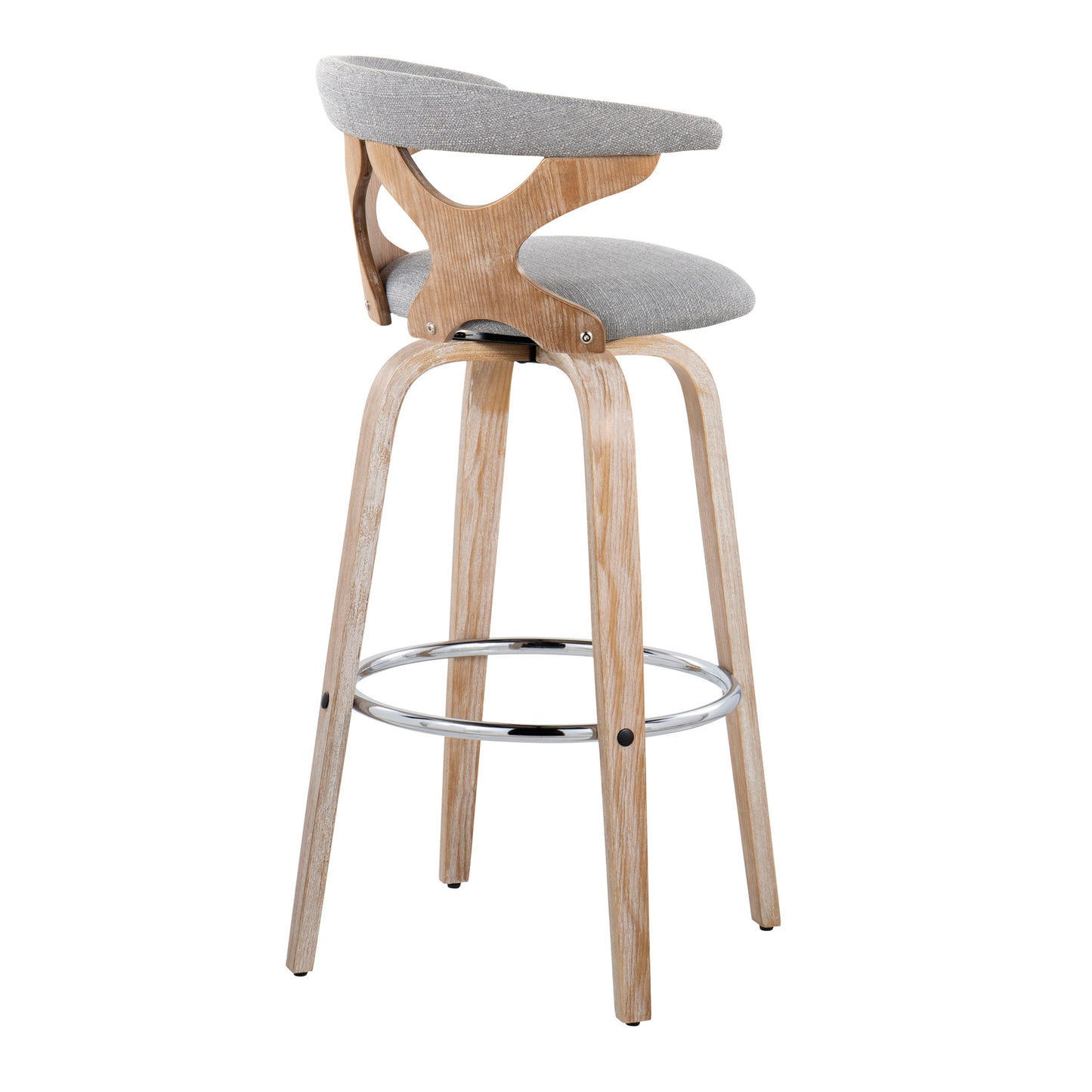 Gardenia - Contemporary Fixed Height Barstool With Swivel With Round Footrest (Set of 2) - White Washed / Gray