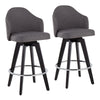 Ahoy - Contemporary Fixed Height Counter Stool Round Chrome Footrest (Set of 2) - Gray / Black