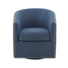 Luxurious Swivel Chair With 360 Degree Rotation Fabric And Solid Wood - Blue