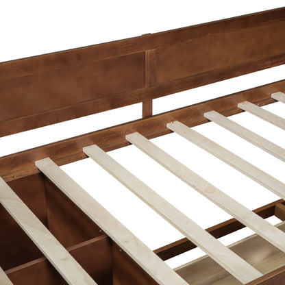 Twin Size Daybed With Drawers And Shelves - Walnut