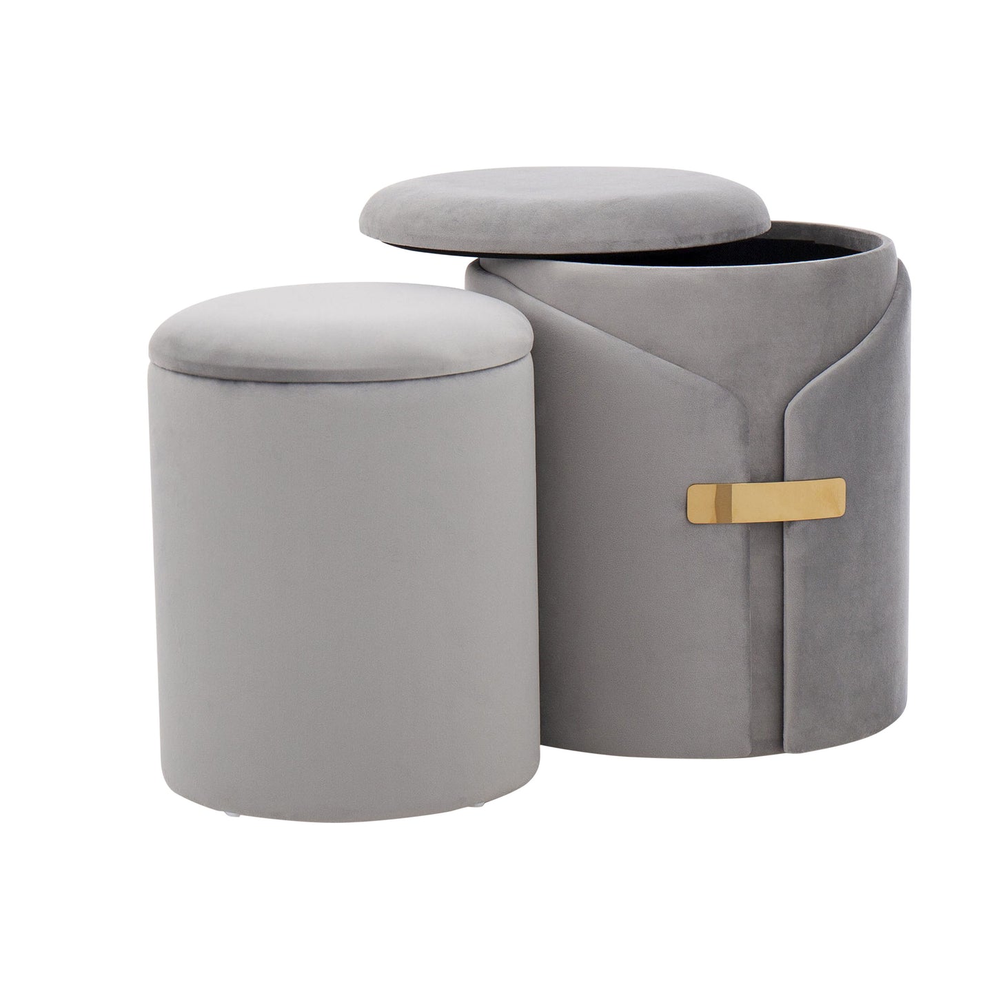Dahlia - Contemporary / Glam Nesting Ottoman Set - Silver