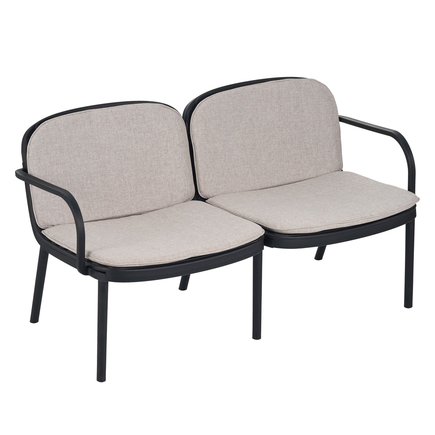 Luna - Outdoor Patio Loveseat With Frame And Cushions Weather Resistant Pp Material - Beige / Black