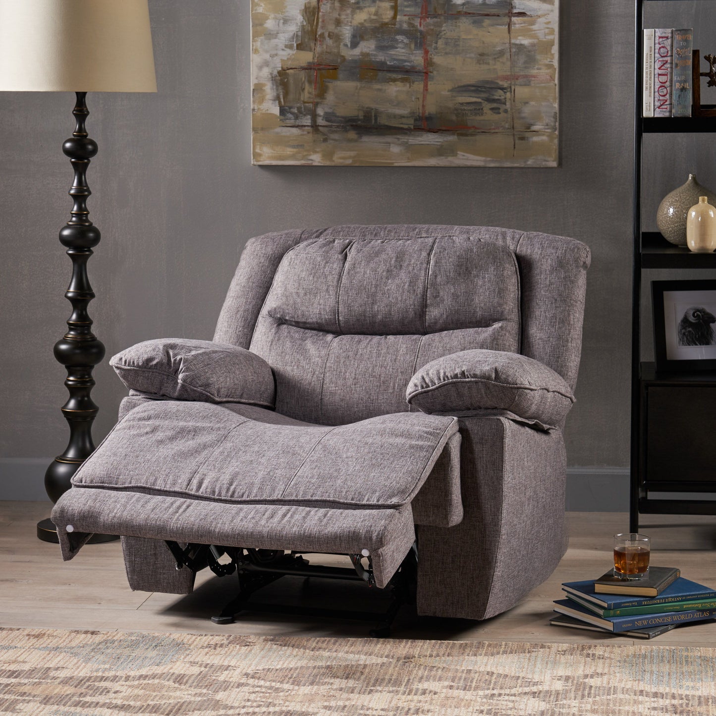 Wide Manual Glider Standard Recliner - Charcoal