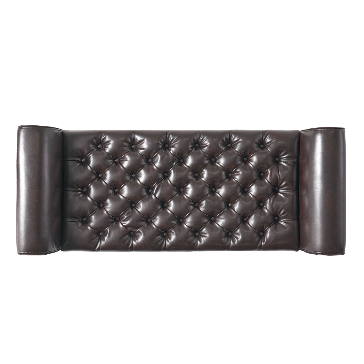 Hayes Contemporary Armed Storage Bench With Button Tufting - Brown