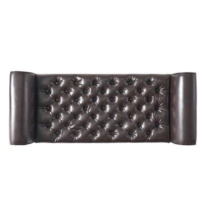 Hayes Contemporary Armed Storage Bench With Button Tufting - Brown