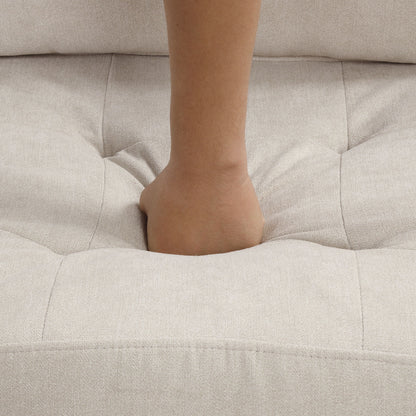 Oversized Sectional Sofa U-Shaped Sofa Couch Pull-Out Sofa Bed With Two Throw Pillows For Living Room - Beige