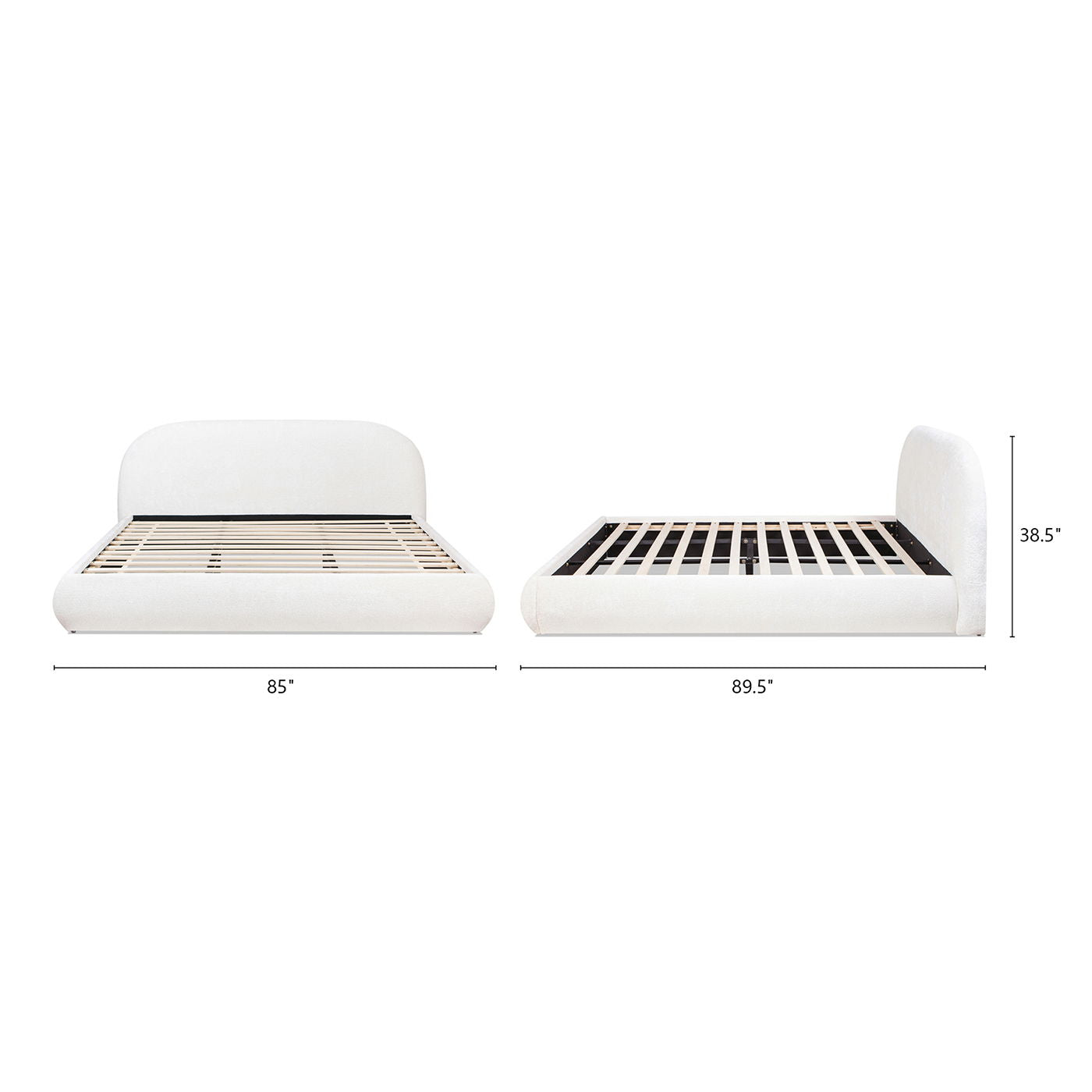 Archie Puffy Grounded - King Upholstered Platform Bed - Almond White