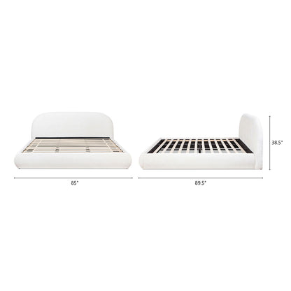 Archie Puffy Grounded - King Upholstered Platform Bed - Almond White