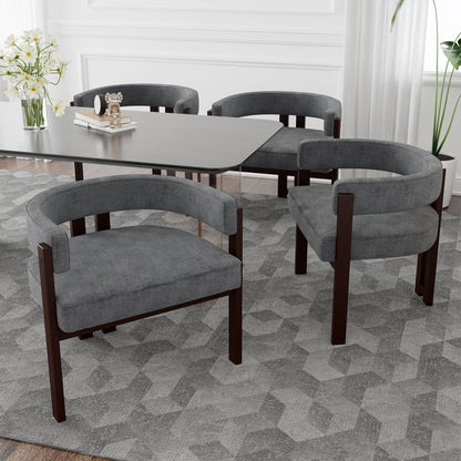 Modern Accent Chair Teddy Upholstered Armchair With Open Back 3 Legs Barrel Dining Chair Comfy Side Chair (Set of 2) - Gray