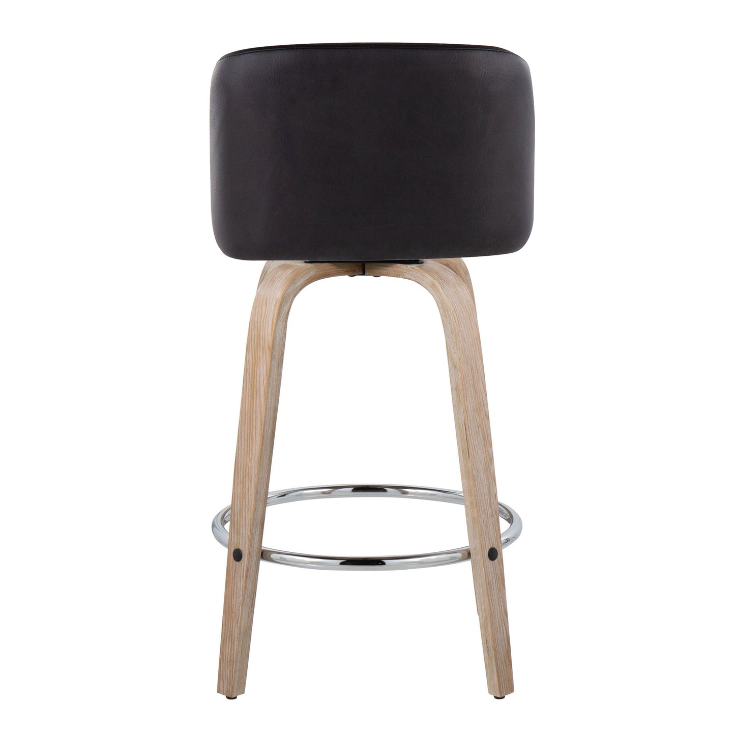 Toriano - Contemporary Fixed Height Counter Stool With Swivel With Round Footrest (Set of 2) - White / Black