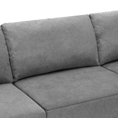 Modular L Shaped Sectional Sofa, Luxury Floor Couch Set, Upholstered Indoor Furniture, Foam - Filled Sleeper Sofa Bed 5 Pieces Free Combination - Gray