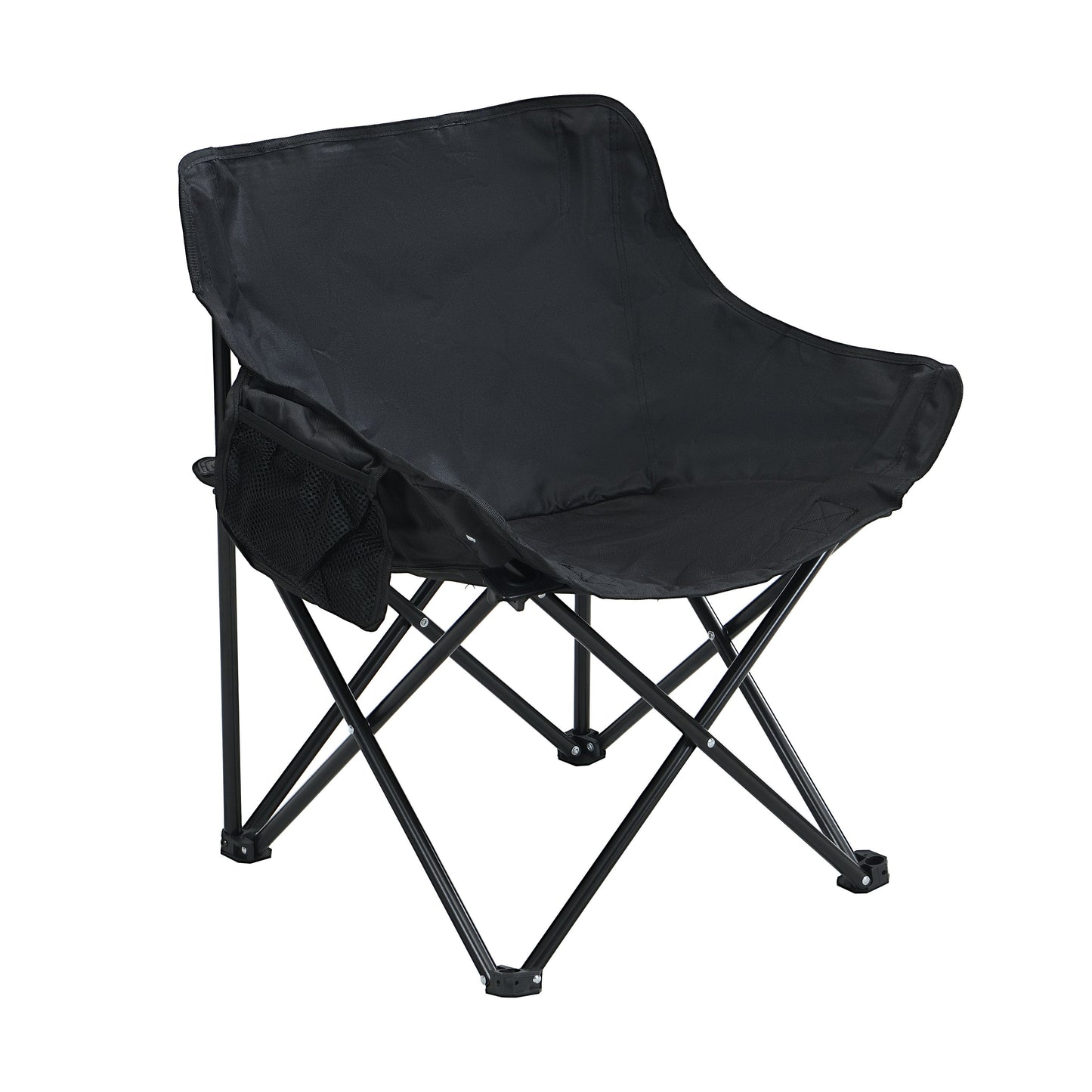 2 Pieces Outdoor Portable Folding Camping Chairs With Carry Bag - Black