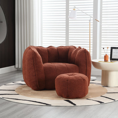 Soft Bean Bag Chair With High Resilient Foam (Chips) - Red / Brown