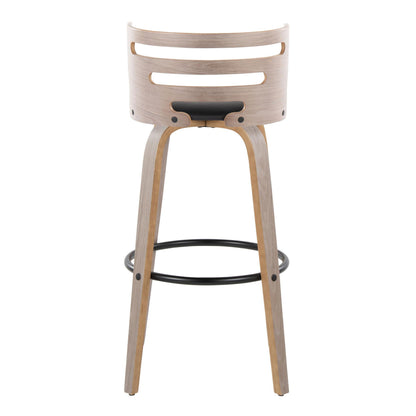 Cosini - Mid-Century Modern Fixed Height Barstool & Swivel And Round Footrest (Set of 2) - Light Gray / Black