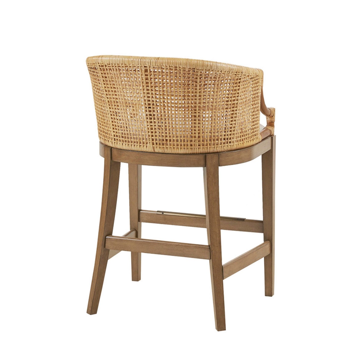 Handcrafted Rattan Counter Stool With Cushioned Seat - Natural