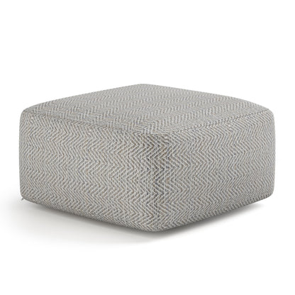 Nate - Square Pouf - Patterned Gray Melange