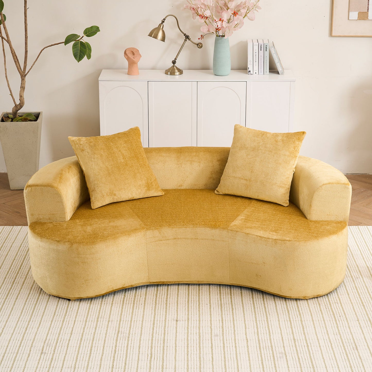 Modular Sectional Sofa With Chaise, Cloud Sectional Modern Sleeper Couch With Deep Seat, Sponge Compression Sofas - Yellow