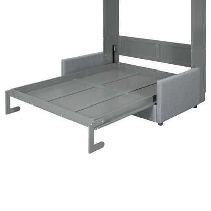 Full Size Murphy Wall Bed With Cushion - Gray