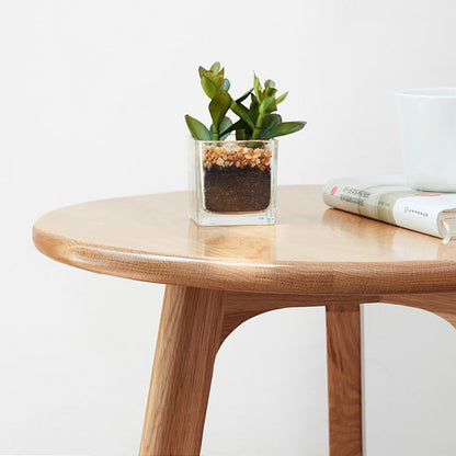 Round Small End Table, Side Table For Bedroom & Balcony - Natural