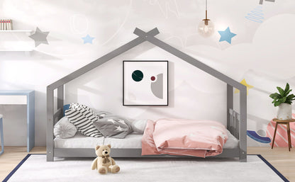 Twin Size Playhouse Design Bed - Gray