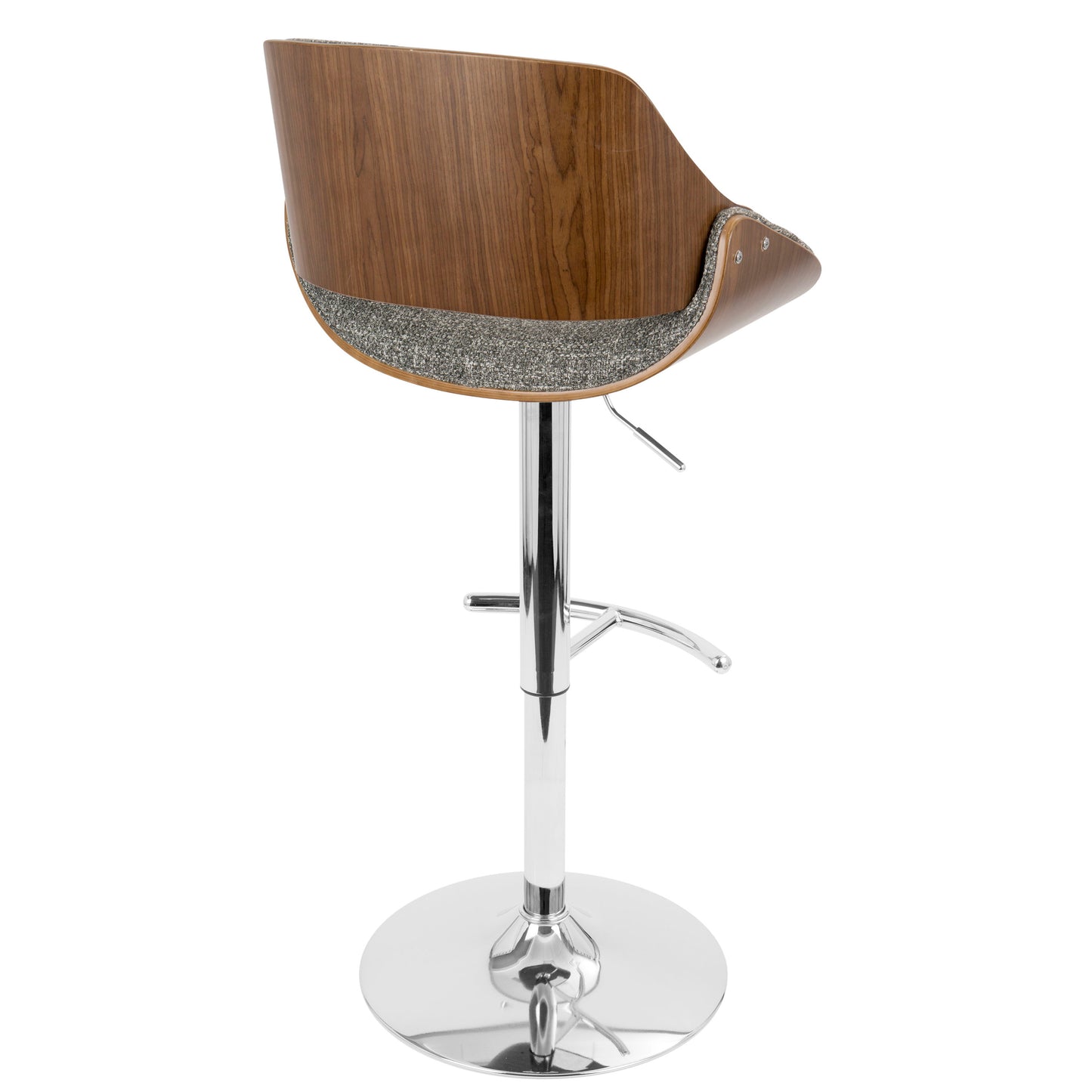Fabrizzi - Mid-Century Modern Adjustable Barstool With Swivel (Set of 2) - Chrome / Walnut / Gray