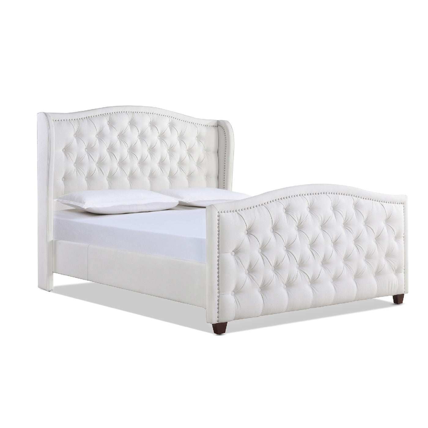 Marcella - Queen Upholstered Shelter Headboard Bed Set - Bright White