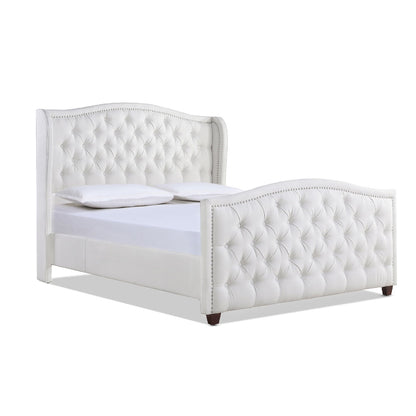 Marcella - Queen Upholstered Shelter Headboard Bed Set - Bright White