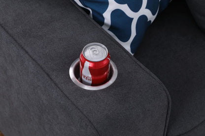 Cooper - 7 Piece Reversible L-Shape Sectional Sofa & Comfort Ottoman And Cupholder - Stone Gray
