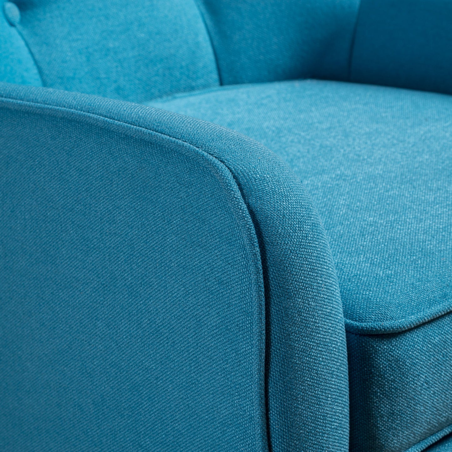 Modern Arm Chair With Tufted Back And Wooden Legs - Teal
