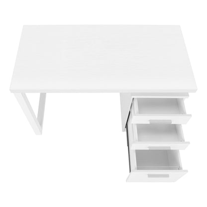 Computer Desk For Home Office, Laptop, Left, Right Set - Up, Storage Drawers, Contemporary And Modern - White