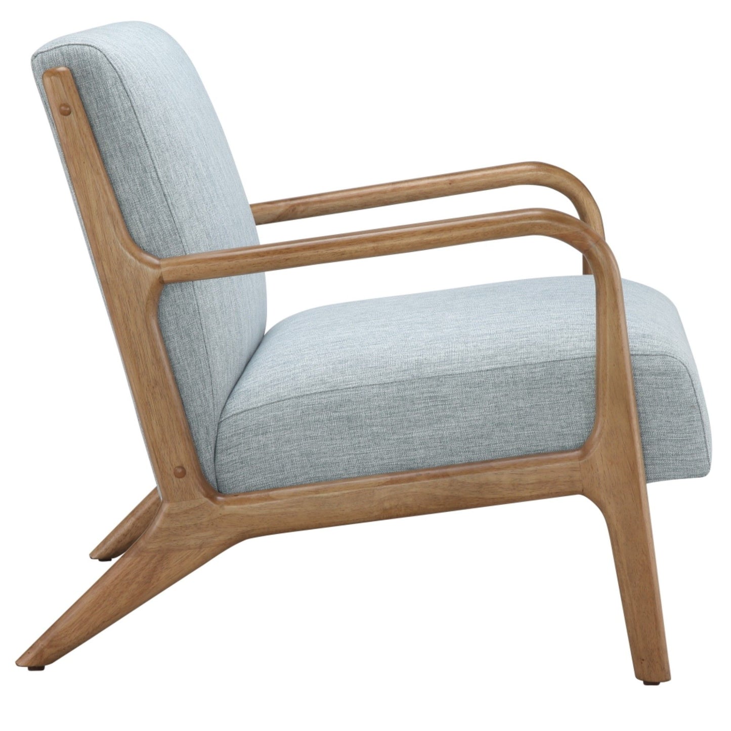 Lounge Chair Mid - Century Style Soft Upholstery Elm Wood - Light Blue