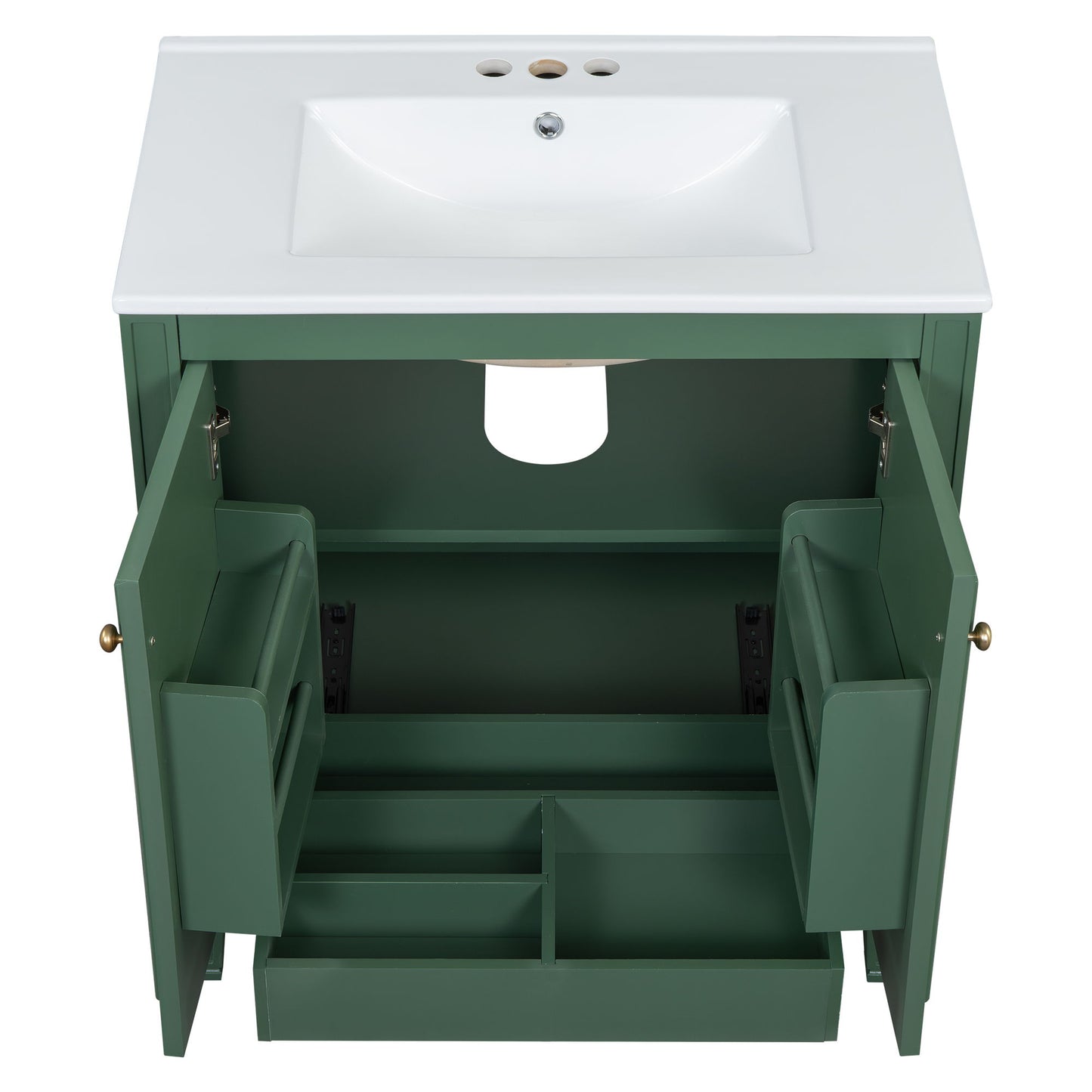 30" Bathroom Vanity With Sink, 2 Doors With Shelf, Soft Close Door Hinges, Vintage Style - Green