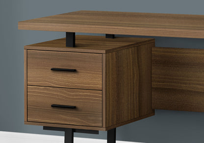 Computer Desk For Home Office, Laptop, Left, Right Set - Up, Storage Drawers, Contemporary & Modern - Walnut