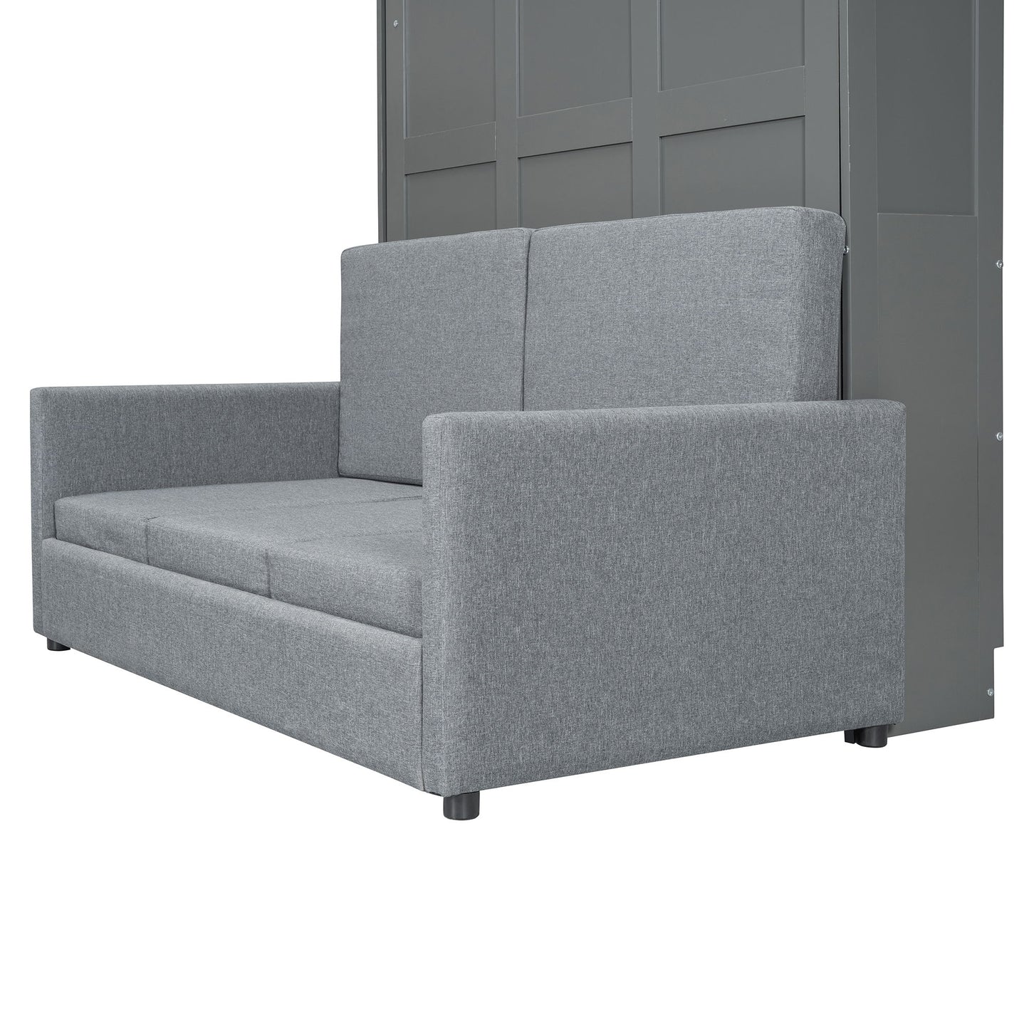 Full Size Murphy Wall Bed With Cushion - Gray