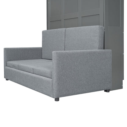 Full Size Murphy Wall Bed With Cushion - Gray