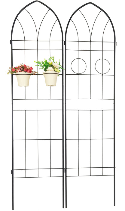 4 Pack Metal Garden Trellis Rustproof Trellis For Climbing Plants Outdoor Flower Support - Black