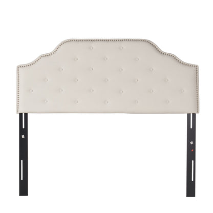 Charismatic - Queen & Full Size Headboard With Button Tufting And Nailhead Trim - Ivory