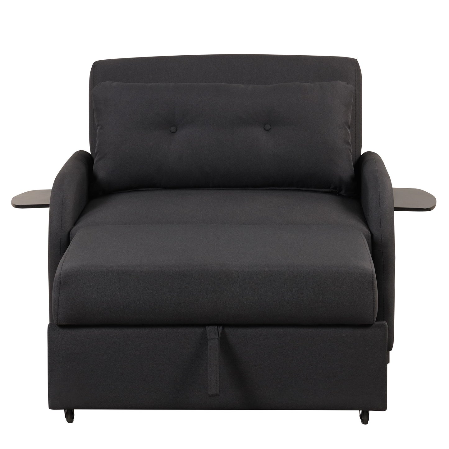 3 In 1 Pull Out Sofa Sleeper With Wing Table And USB Charge - Black