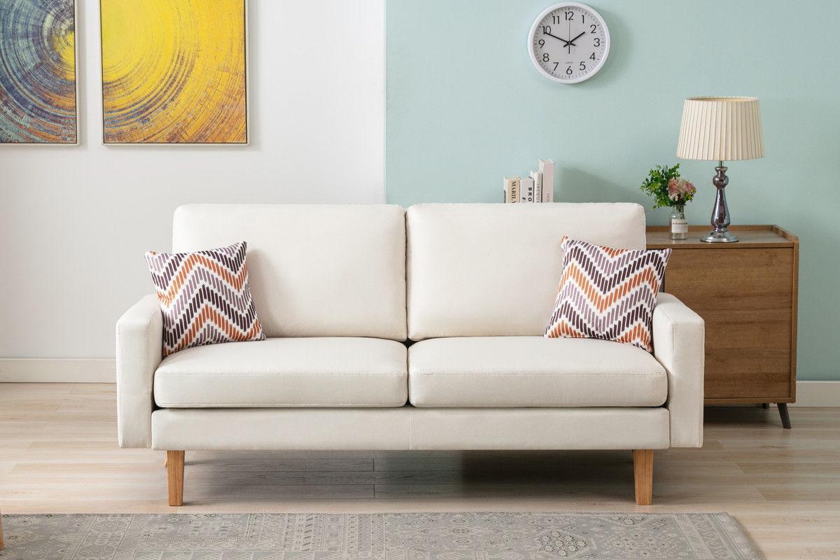 Bahamas - Linen Sofa And Chair With 2 Throw Pillows (Set of 2) - Beige