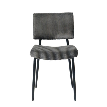 Modern Dining Chair (Set of 2) Fabric Upholstered With Black Metal Legs, Home And Bedroom Use - Gray