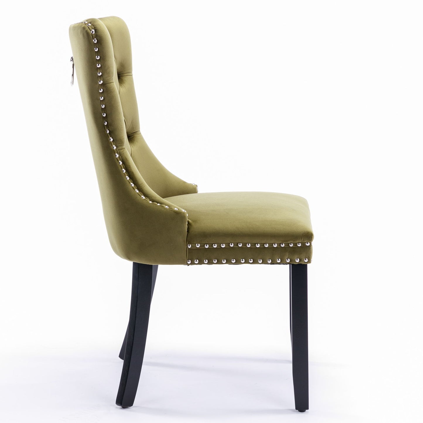 Nikki - Modern, High-End Tufted Solid Wood Contemporary Velvet Upholstered Dining Chair With Wood Legs Nailhead Trim (Set of 2) - Olive Green