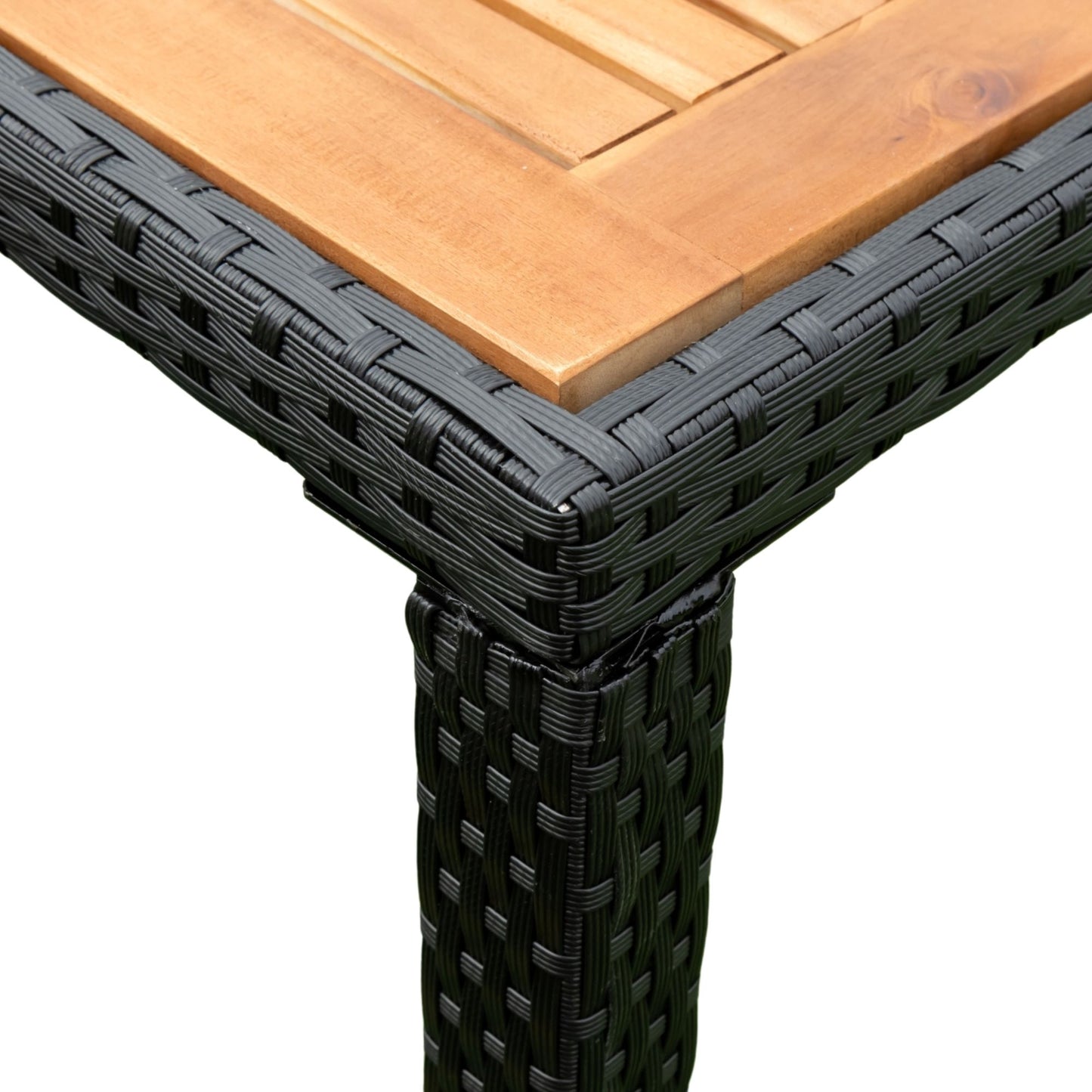 5 Piece Outdoor Patio Wicker Dining Set Patio Wicker Furniture Dining Set With Top - Black / Creme