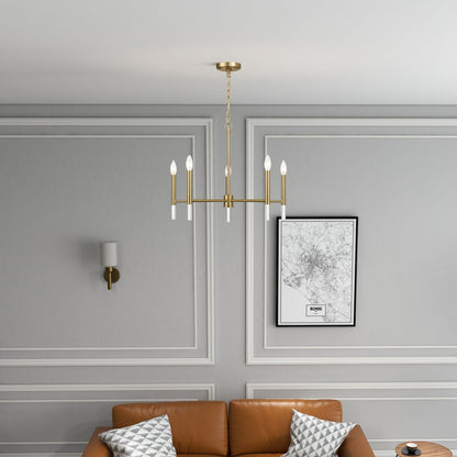 Courtyard - 5 Light Candle Light Chandelier - Clear / Gold