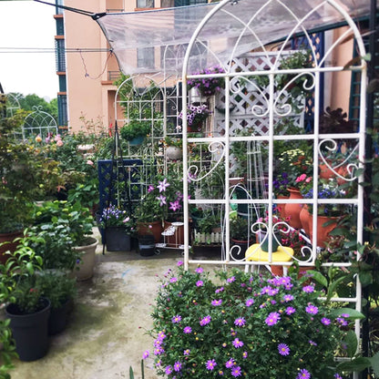 4 Pack Metal Garden Rustproof Trellis For Climbing Plants Outdoor Flower Support - Cream White