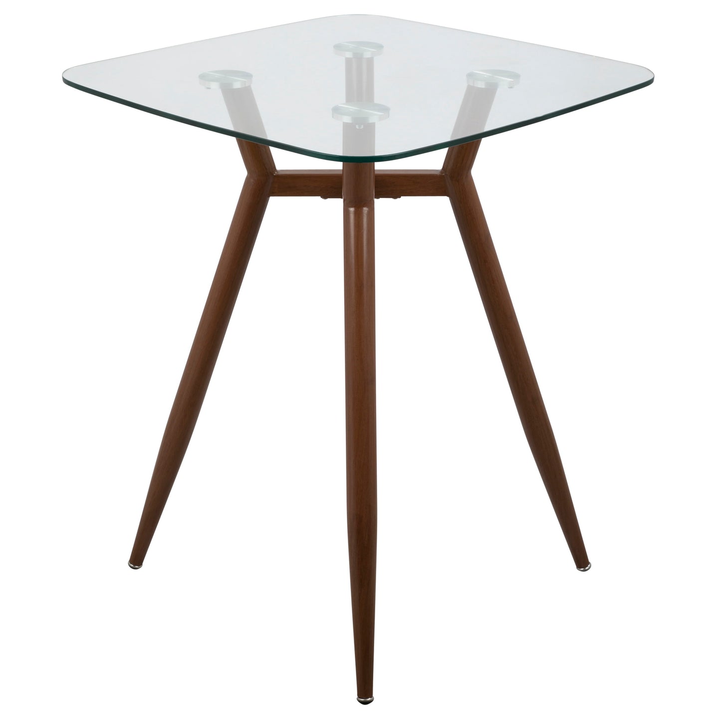 Clara - Mid-Century Modern Square Counter Table - Walnut / Clear