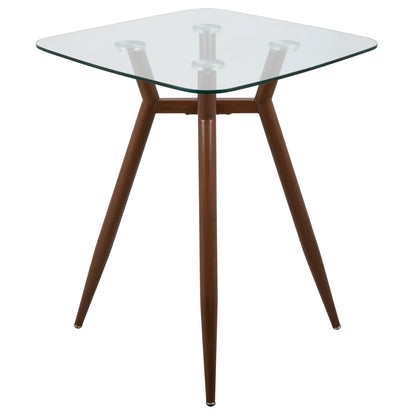 Clara - Mid-Century Modern Square Counter Table - Walnut / Clear
