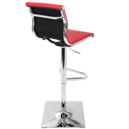 Masters - Contemporary Adjustable Barstool With Swivel - Red