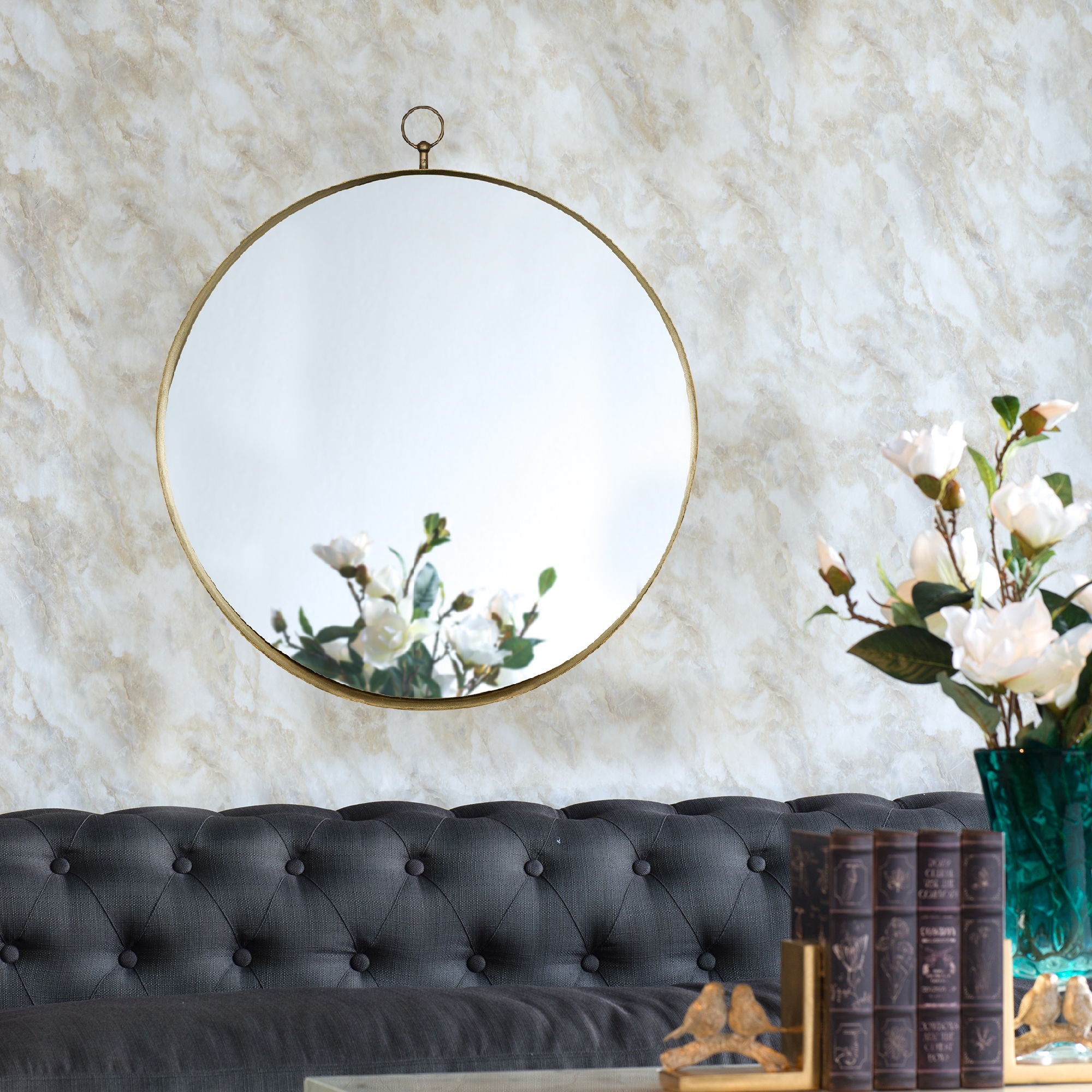 Round Mirror, Circle Mirror With Iron Frame For Living Room Bedroom Vanity, Entryway Hallway - Gold