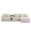 Sectional With Bluetooth Speakers L Shaped Couch With Console USB Charger, Cup Holders Storage Ottoman Deep And Wide Seat Cloud Sofa - Cream